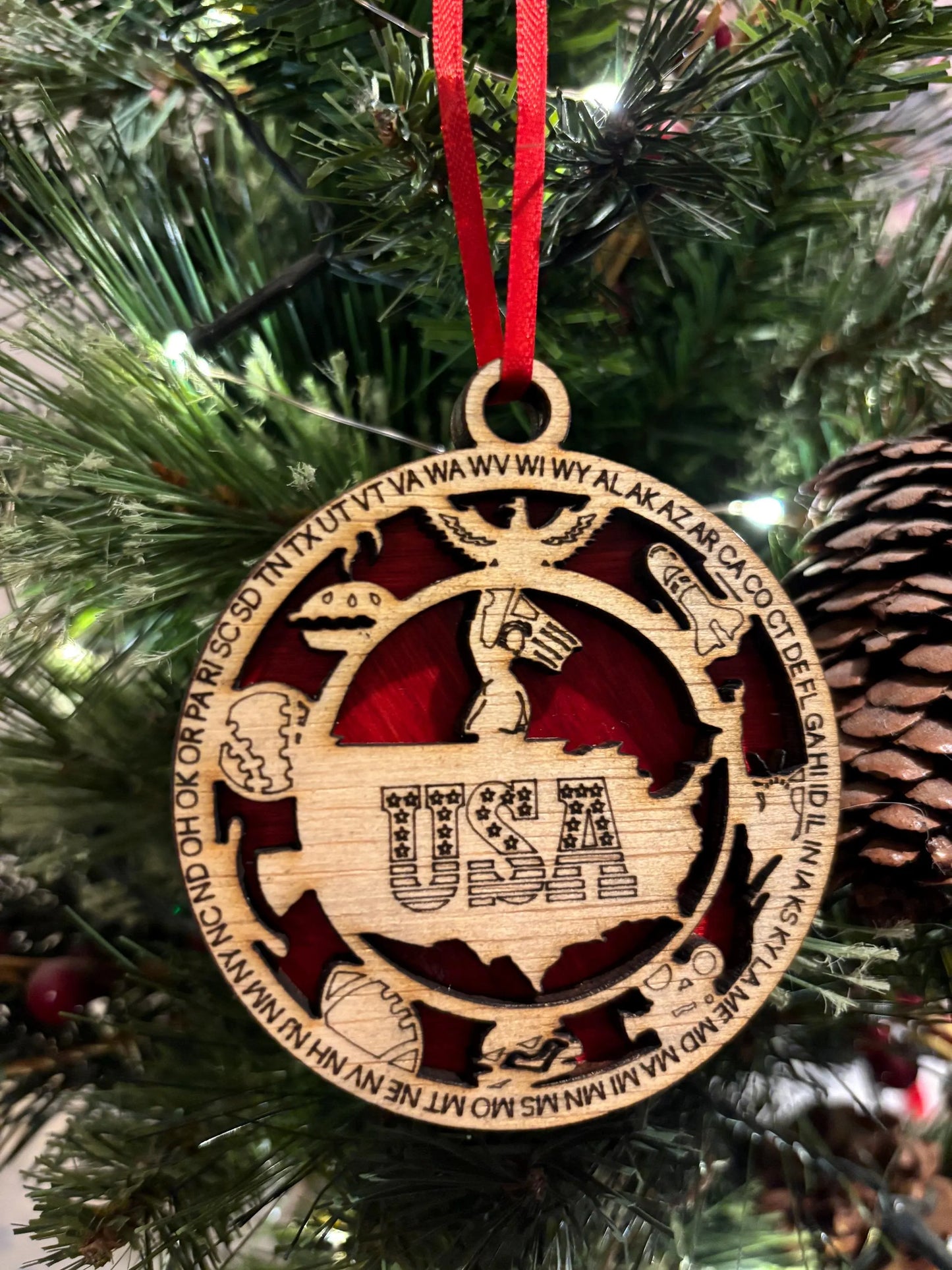 Wooden USA - tree ornament
