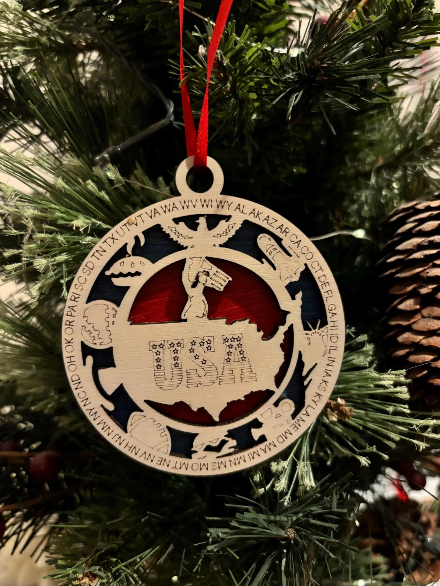 Wooden USA - tree ornament