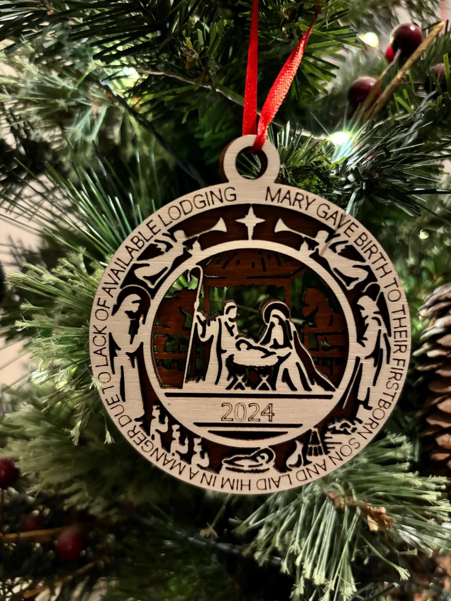 Wooden - Christmas tree ornament 2024 Nativity #2