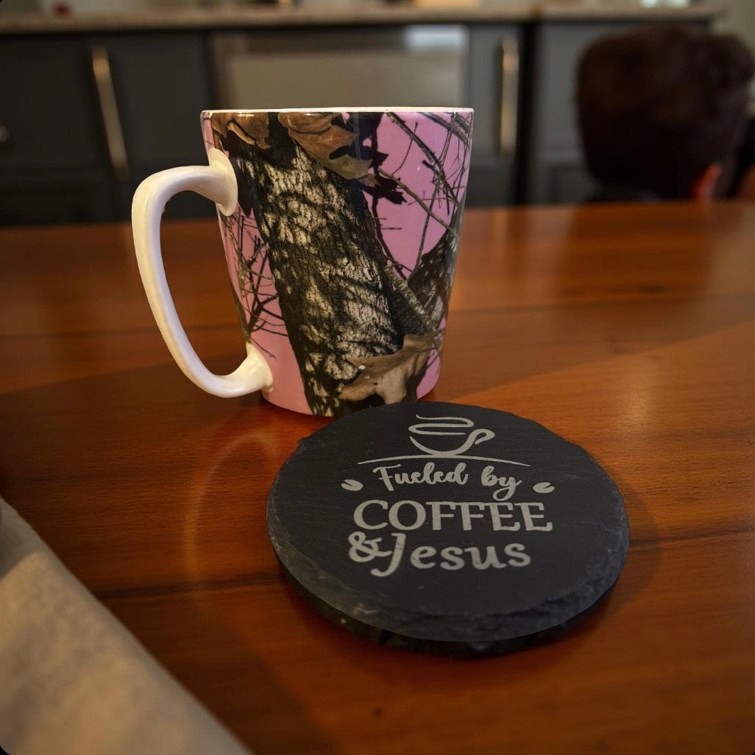 Slate coaster - Fueled by coffee