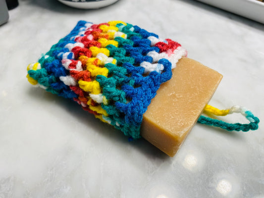 Handcrafted Bar Soap bag Set - Vintage rainbow