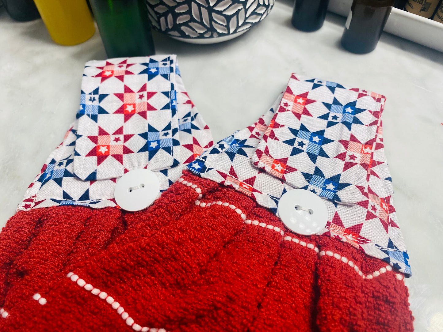 Hanging Kitchen Towels - Red USA Star