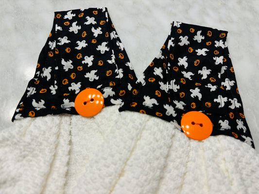 Hanging Kitchen Towel set - Ghosts and pumpkins